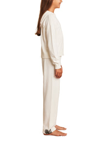 Youth | CozyChic Ultra Lite Embroidered Heart Hoodie | Pearl/Carbon
