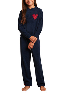 Youth | CozyChic Ultra Lite Embroidered Heart Pant | Marine/Scarlet