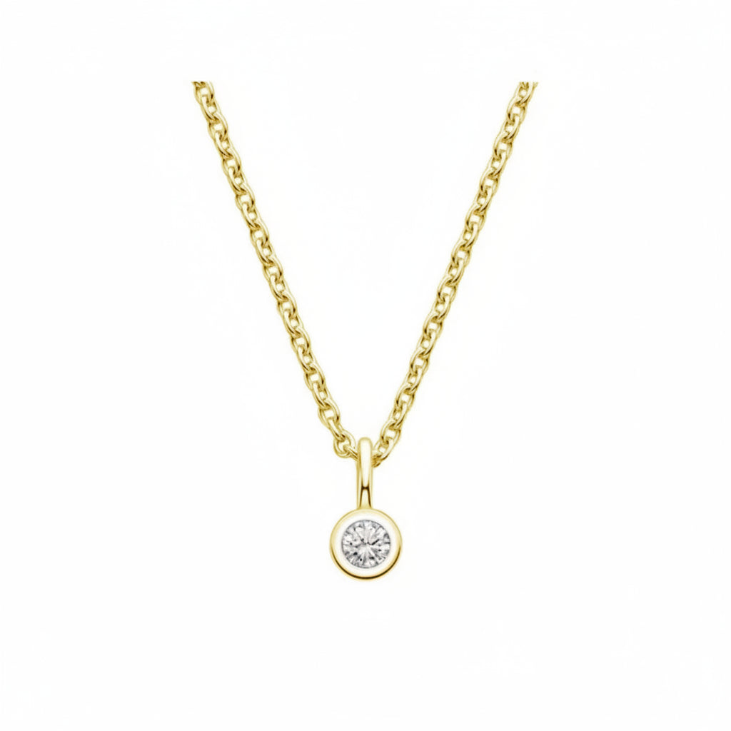 0.10 CT Round Natural Diamond | Solitaire Pendant Necklace | 18K Yellow Gold | G Color | SI2 Clarity