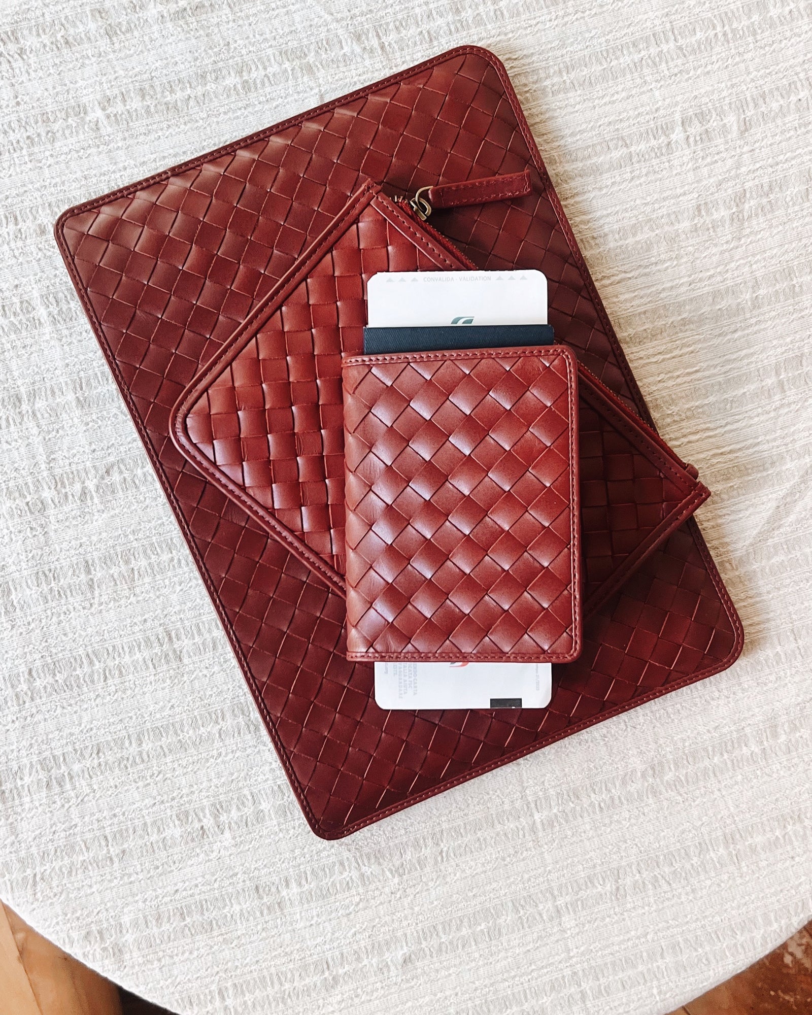 Lia Laptop Case - Carre Weave | Rouge