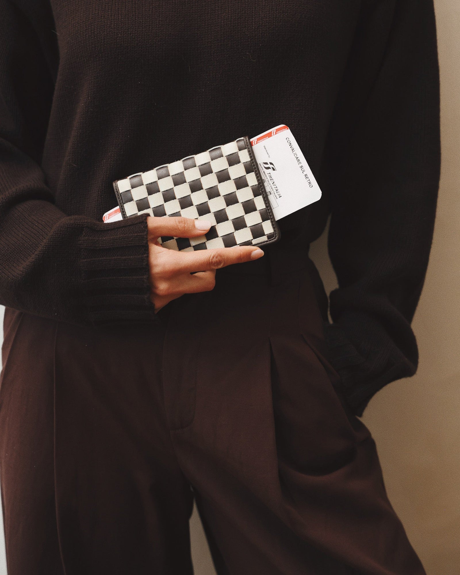 Este Passport Holder - Check | Brown/Cream