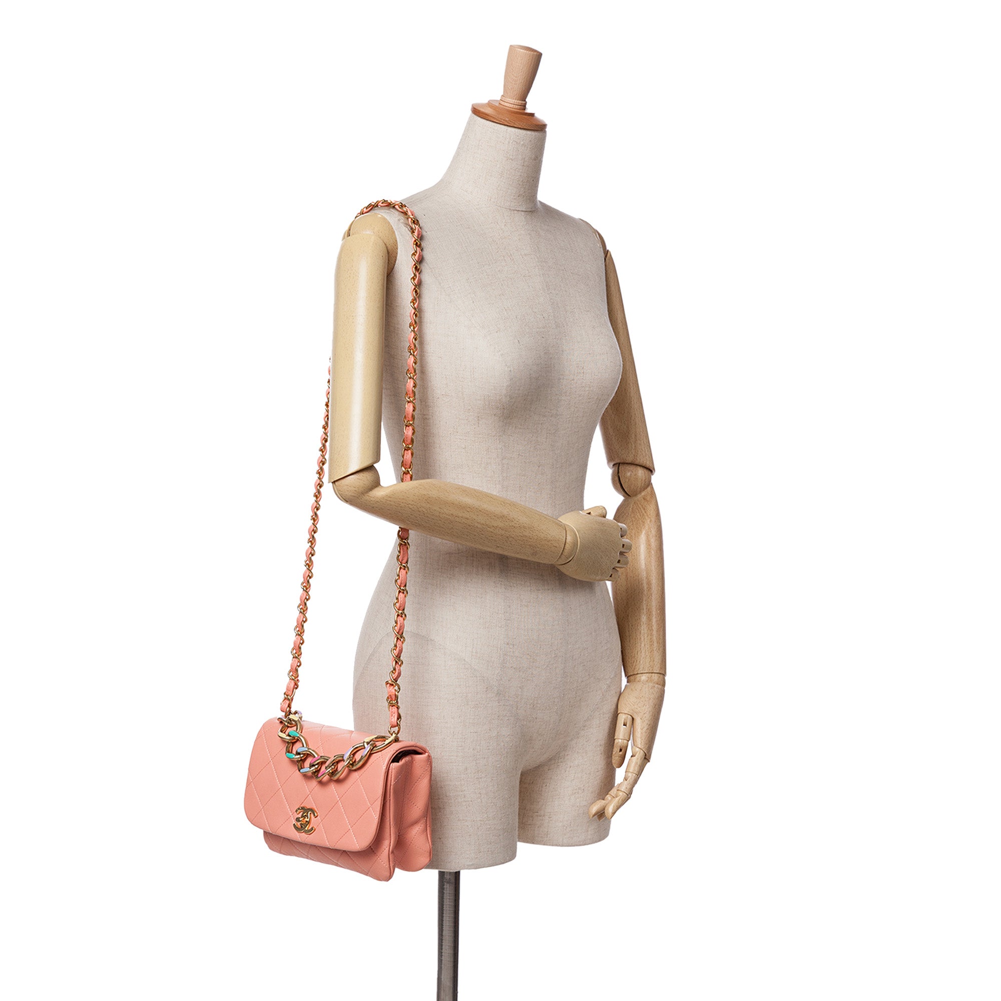 Chanel | Pre-Owned Small Lambskin Color Match Flap | Pink/Salmon