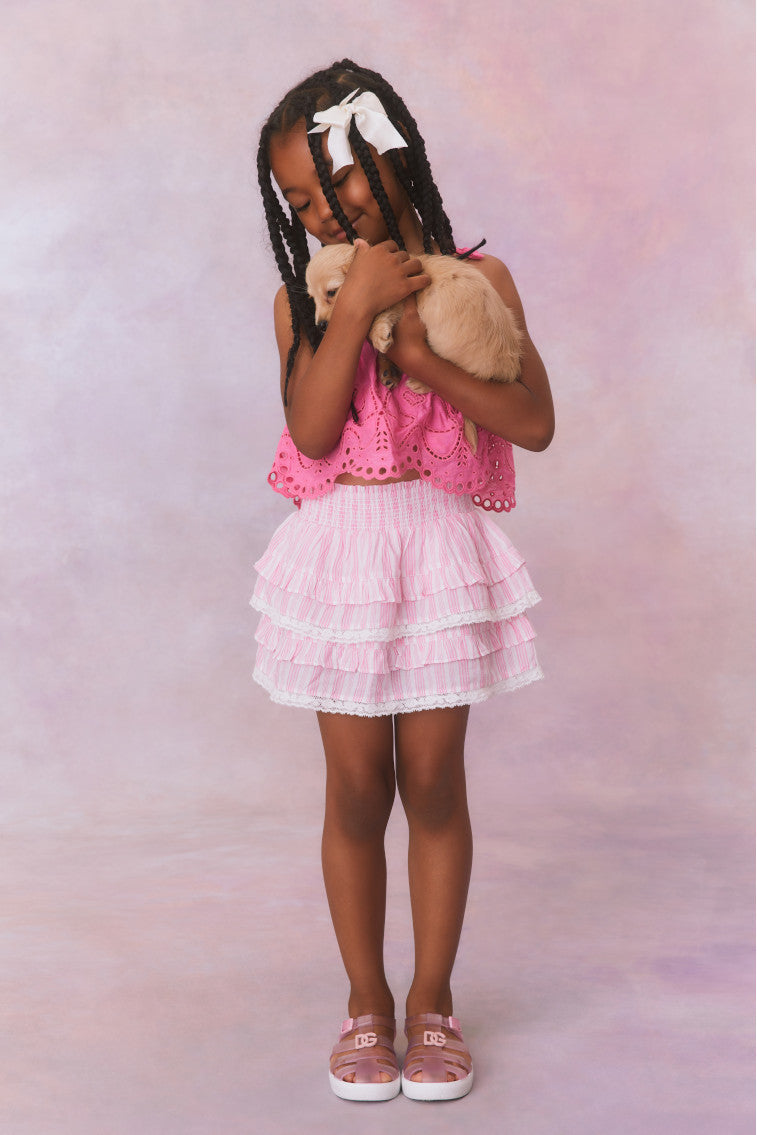 Girls | Billie Cotton Stripe Skirt | Captiva Pink