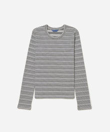 Ivory | Striped Waffle LS Tee