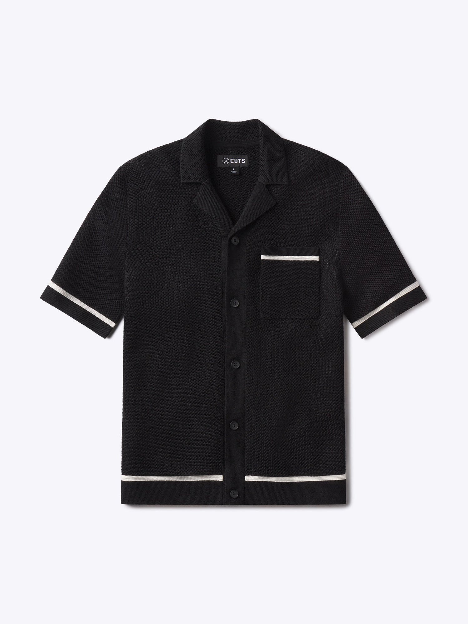 Mens | Portofino Crochet Classic-Fit Button Up | Black
