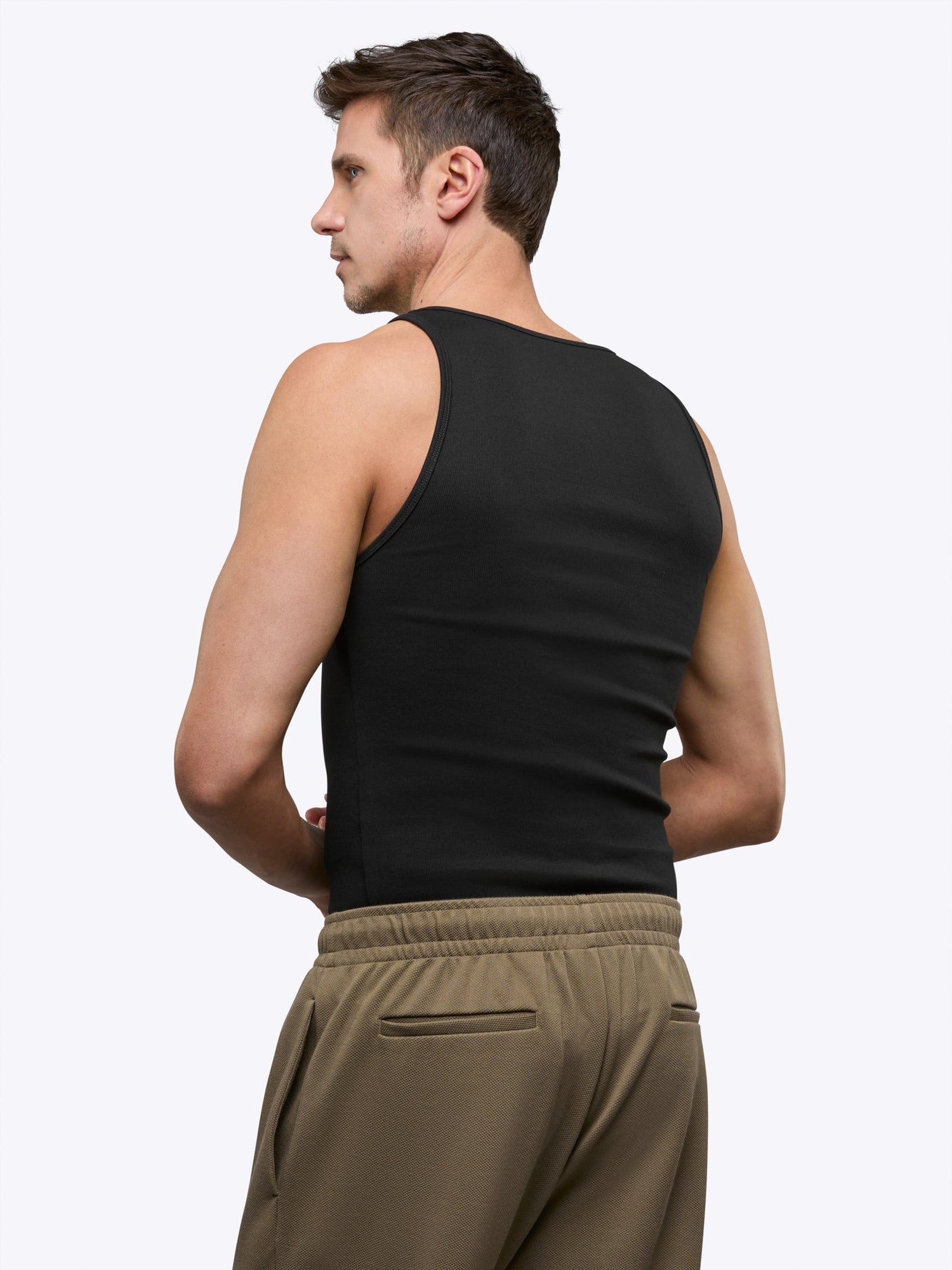Mens | Portofino Form-Fitting Rib Tank | Black