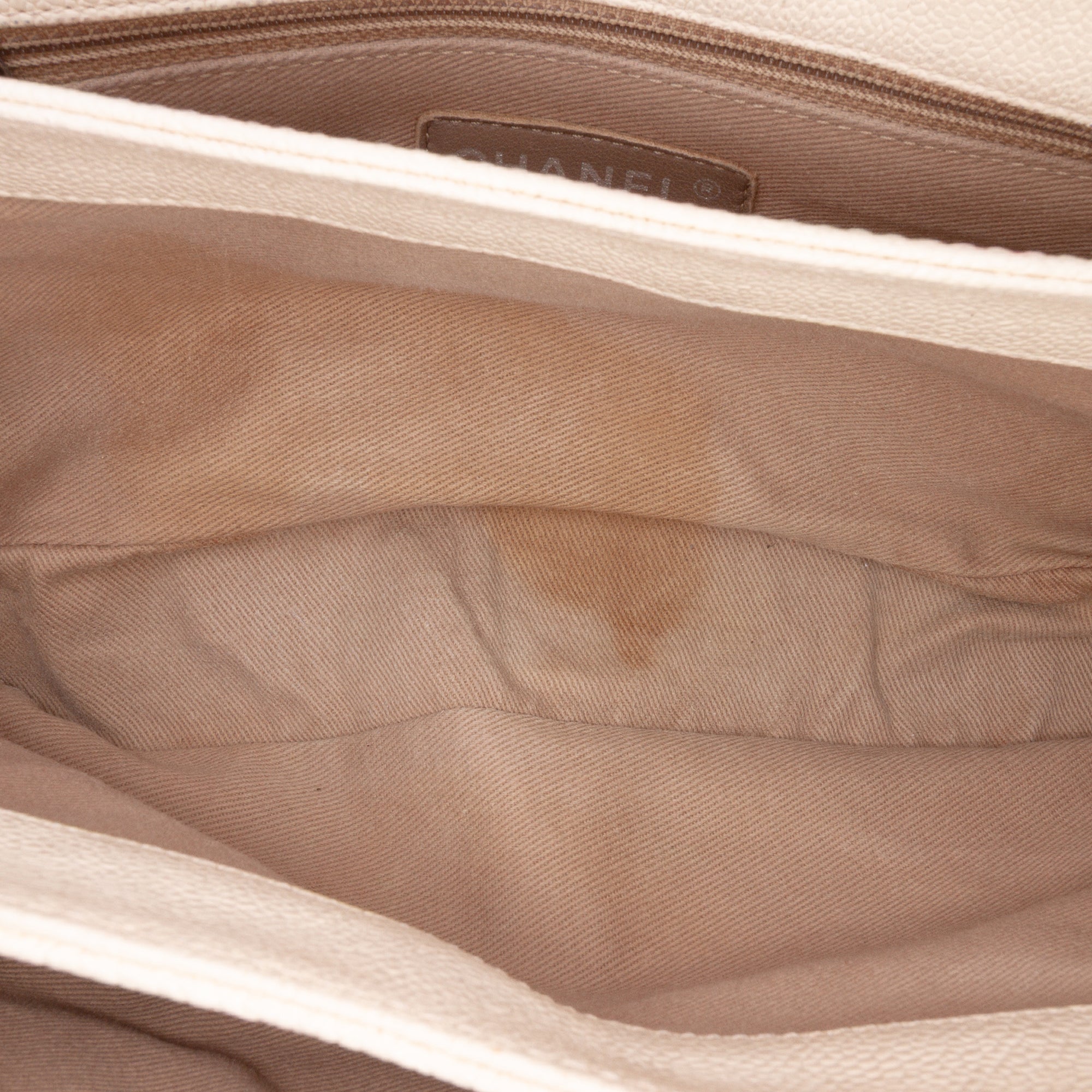 Chanel | Pre-Owned Medium Quilted Caviar Simply CC Flap | Brown/Light Beige