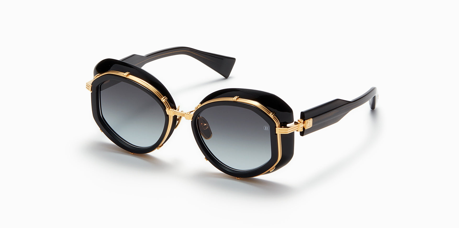 Womens | Brigitte Sunglass | Black Crystal - Gold | Dark Grey Gradient