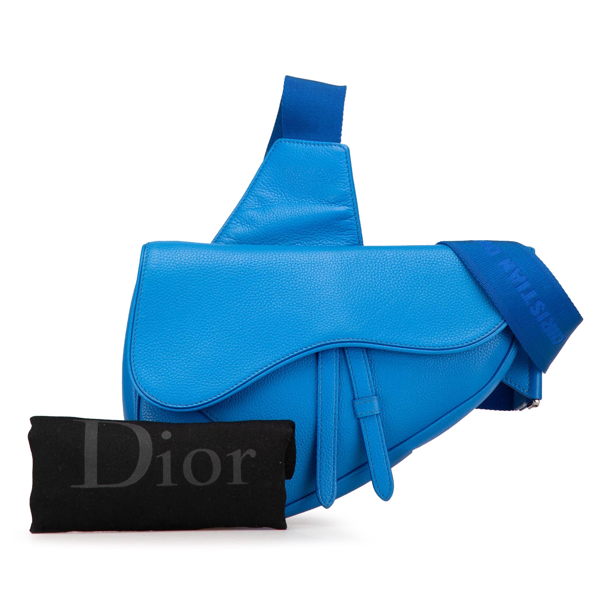 Dior | Pre-Owned Leather Saddle Crossbody | Blue