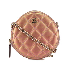 Chanel | Pre-Owned Quilted Iridescent Lambskin Round Clutch With Chain | Purple