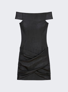 Women | Givenchy | Draped Mini Leather Dress | Black