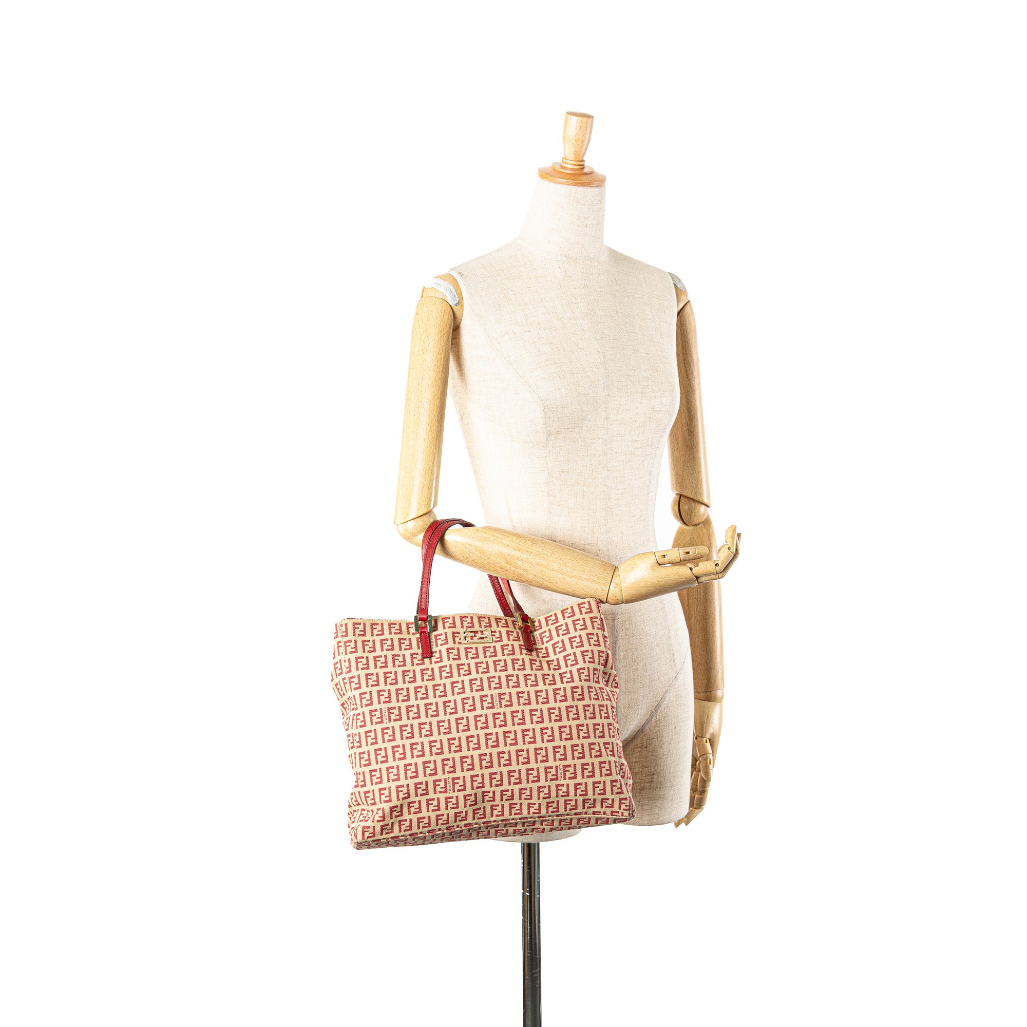 Fendi | Pre-Owned Zucchino Canvas Tote | Brown/Beige/RedRed