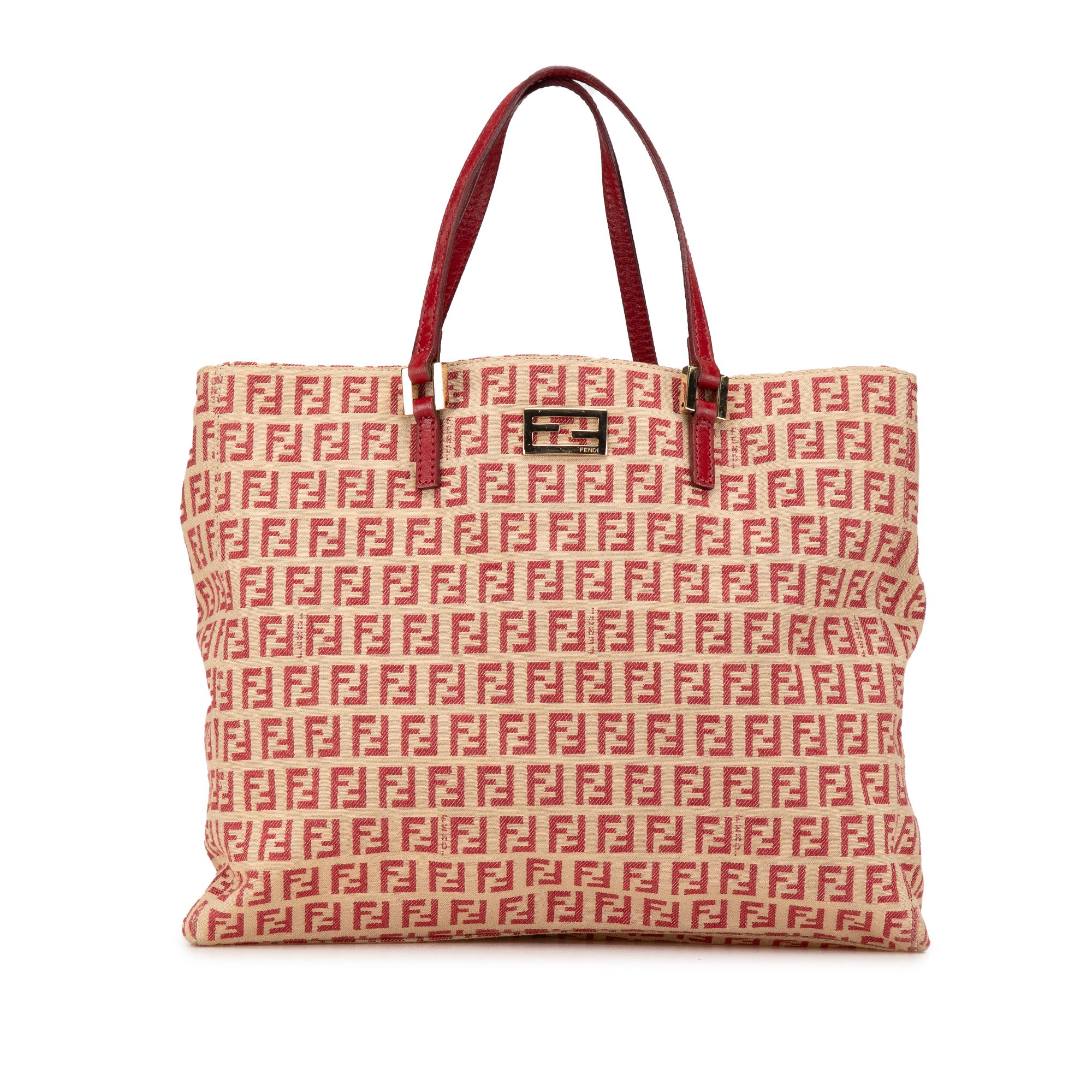 Fendi | Pre-Owned Zucchino Canvas Tote | Brown/Beige/RedRed