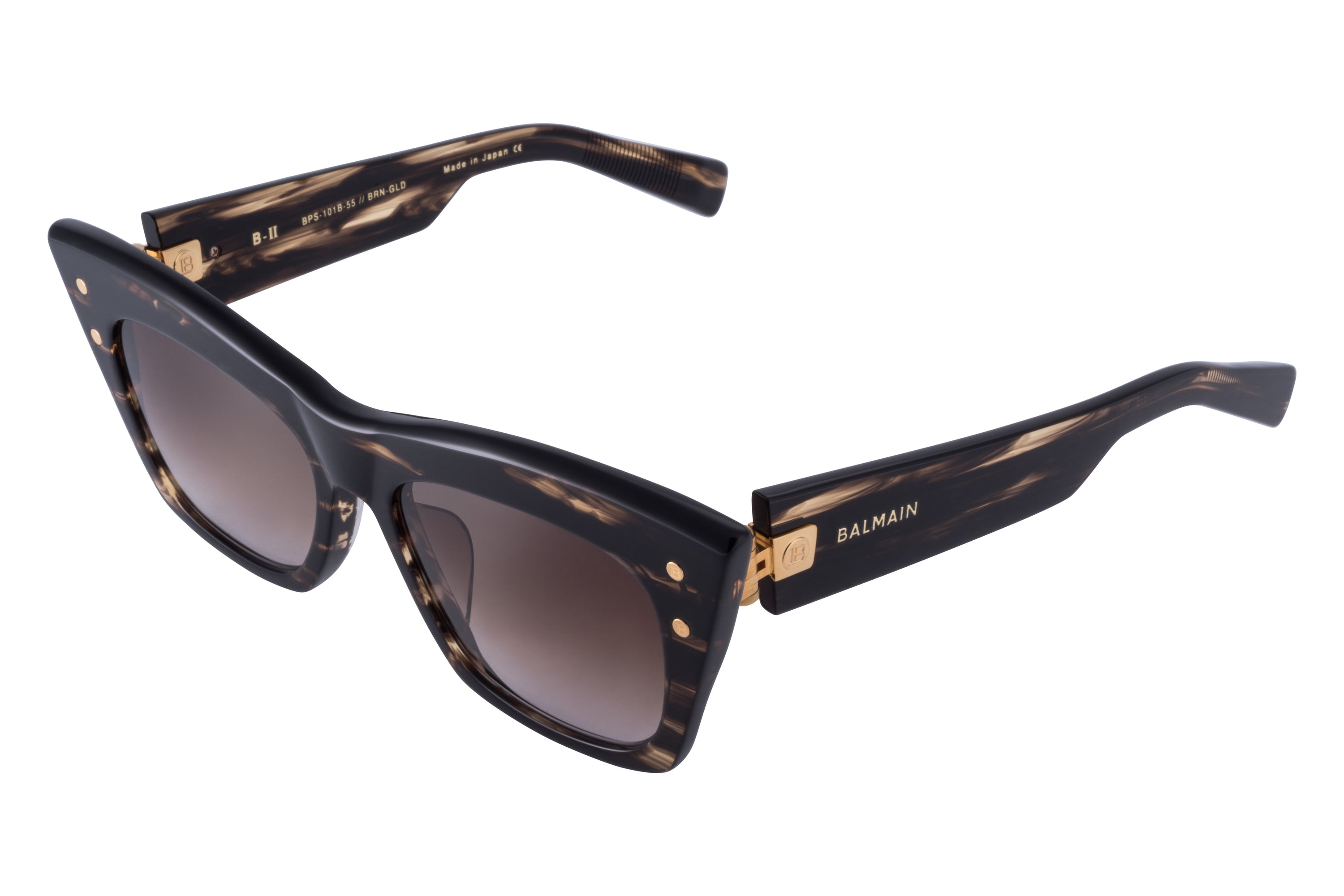 Womens | B - II Sunglass | Dark Brown Swirl - Gold | Dark Brown Gradient