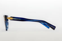 Unisex | B - V Sunglass | Blue Swirl - Gold | Blue