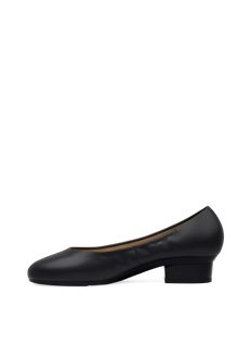 The Ballet Pump Flat | Coal Stretch Leather