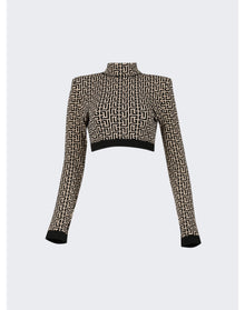 Balmain | Women | Monogram High Neck Cropped Pullover | Black