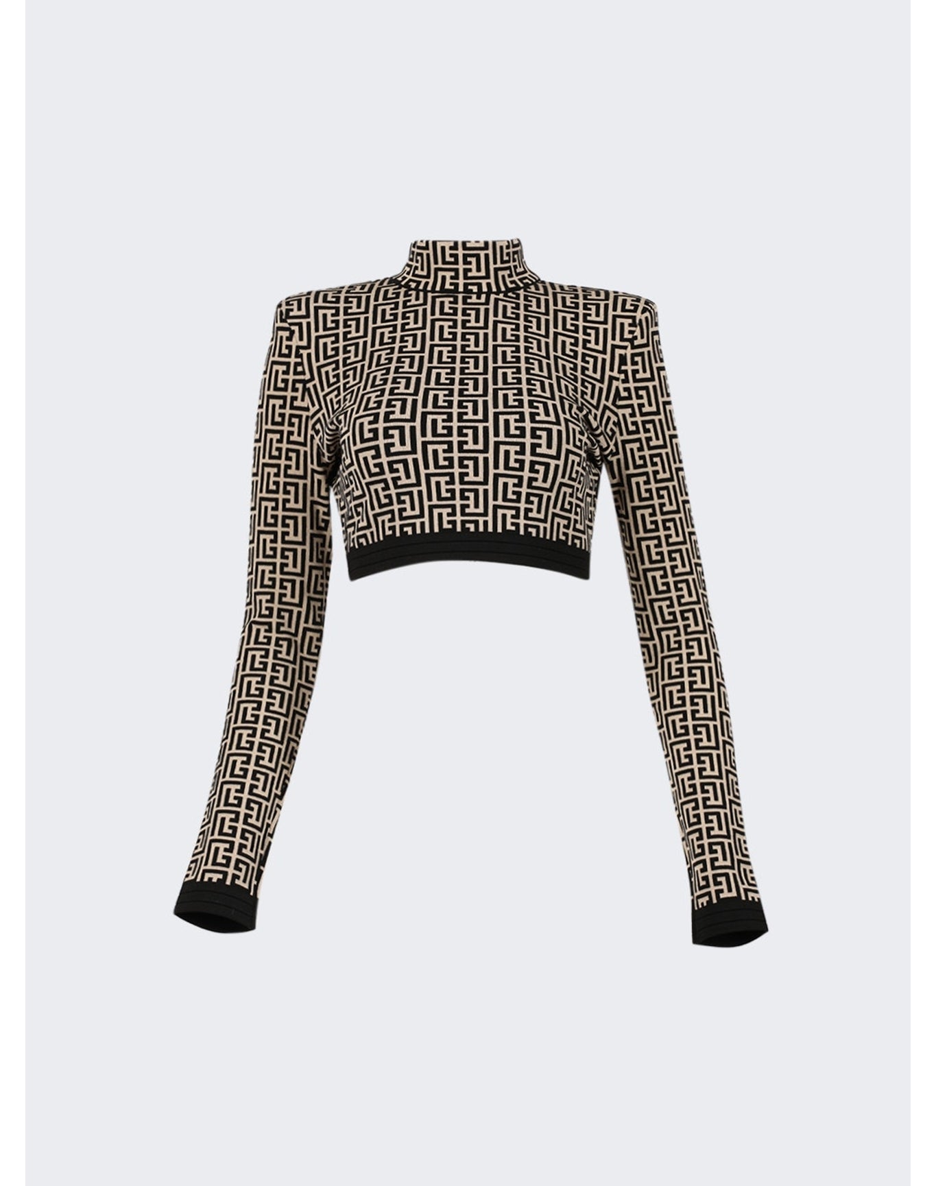 Balmain | Women | Monogram High Neck Cropped Pullover | Black