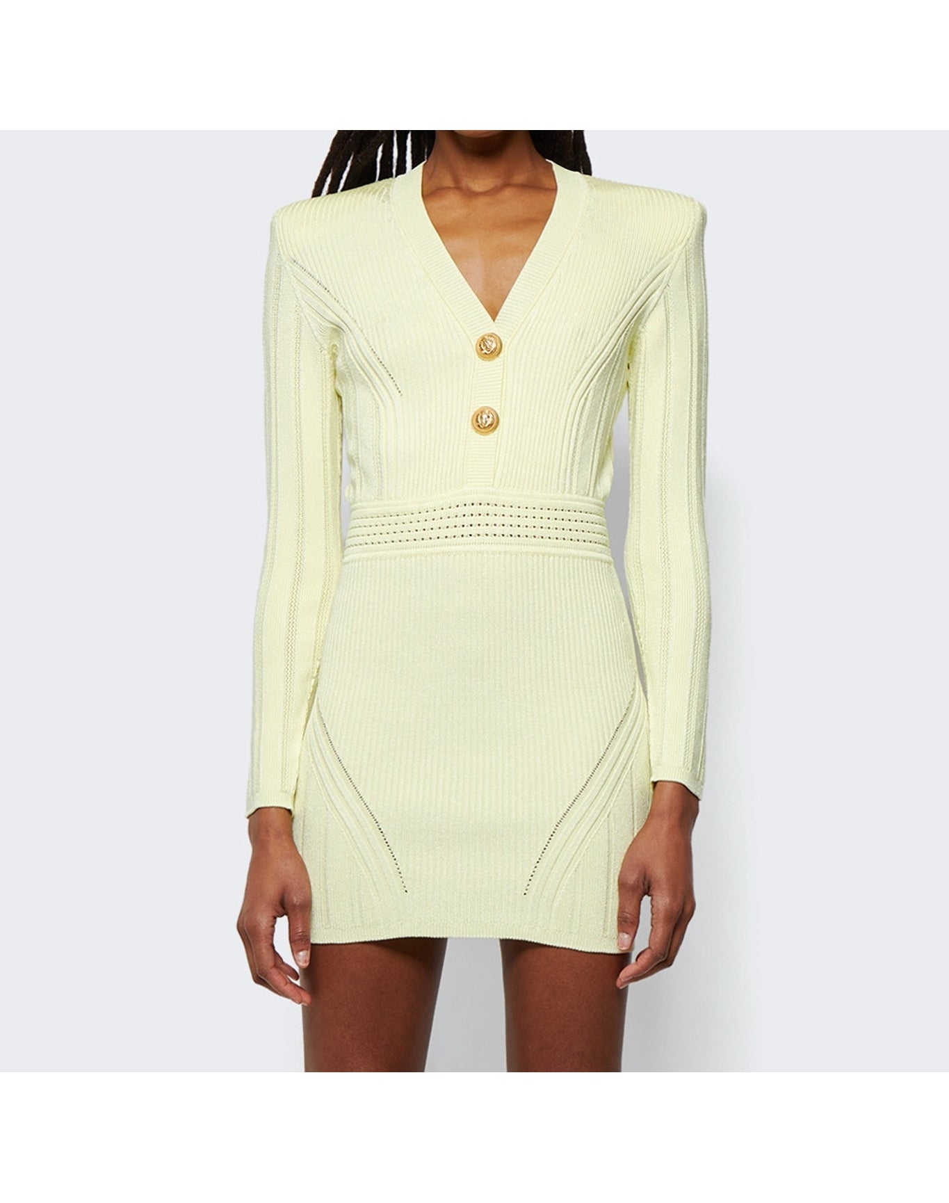 Balmain | Women | Short Knit Dress | Yellow