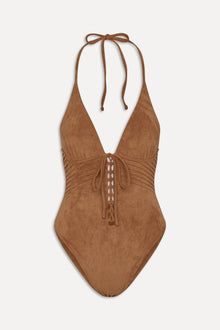 BELLA HADID Barrel One Piece Swimsuit Sunkissed Suede