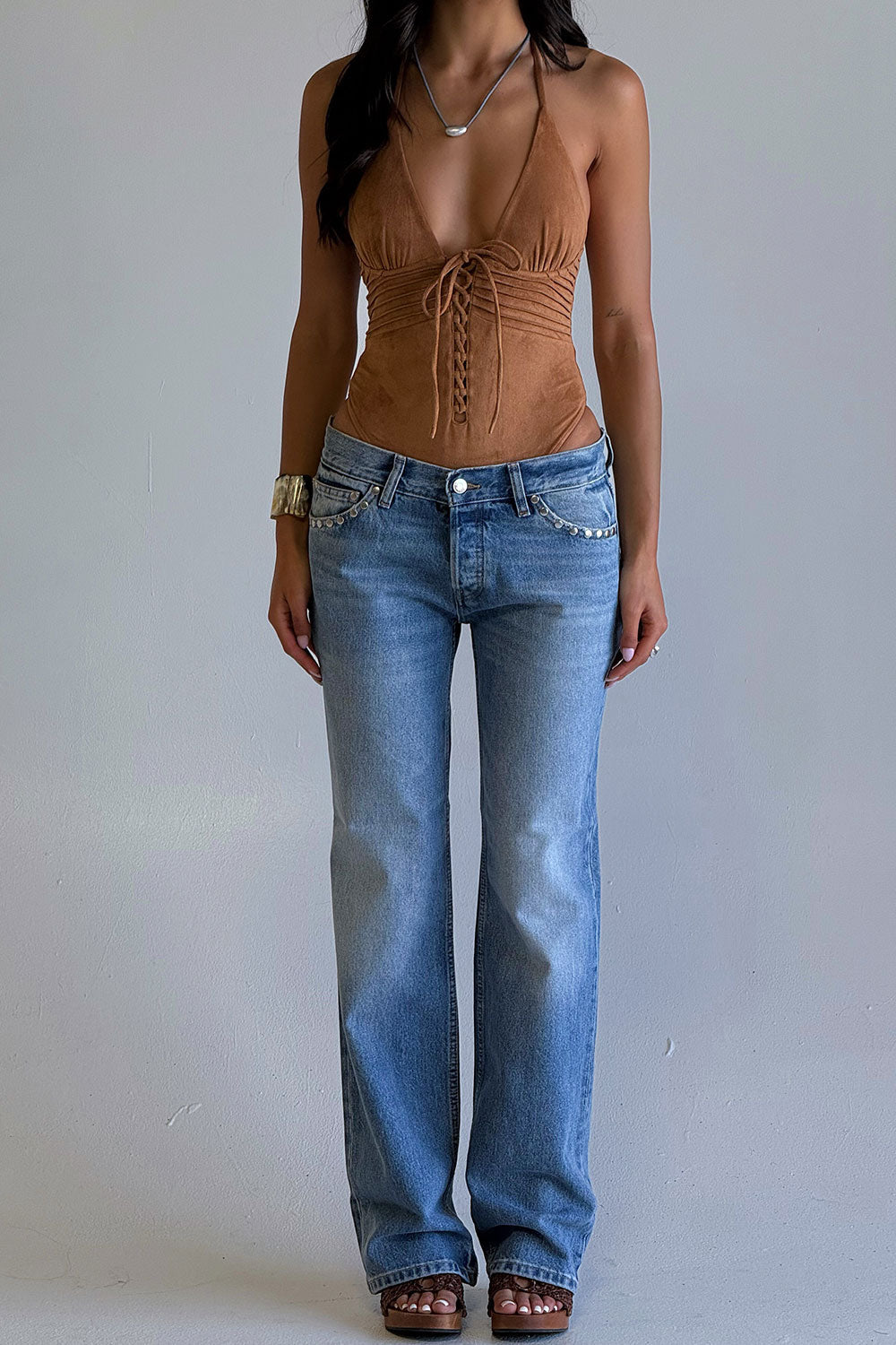 BELLA HADID Barrel One Piece Swimsuit Sunkissed Suede