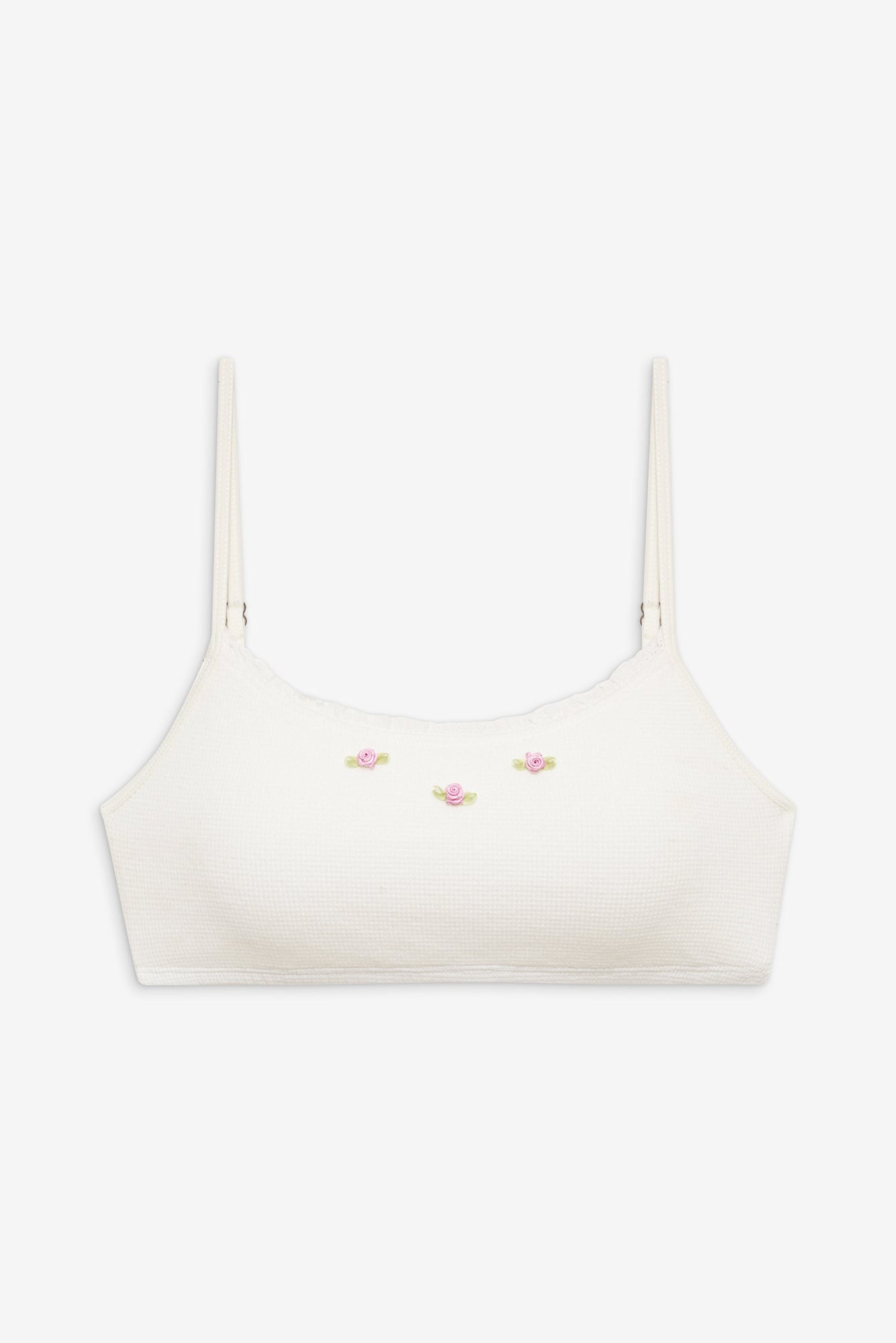 Bay View Waffle Top Bralette White