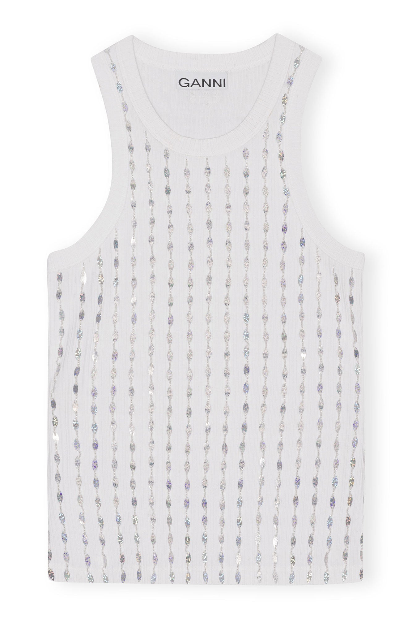 Beaded Rib Jersey Top | Bright White