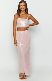 Bellah Sequin Crop Top | Pink