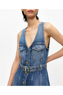 Belted Midi Dress | Mid Blue Vintage