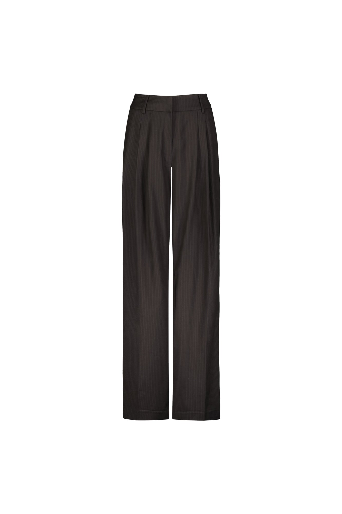 Cotton Twill Jacquard Stripe Wide Leg Trouser | Black