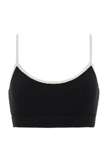 Simple Sport Top | Black Cream Binded Terry Rib