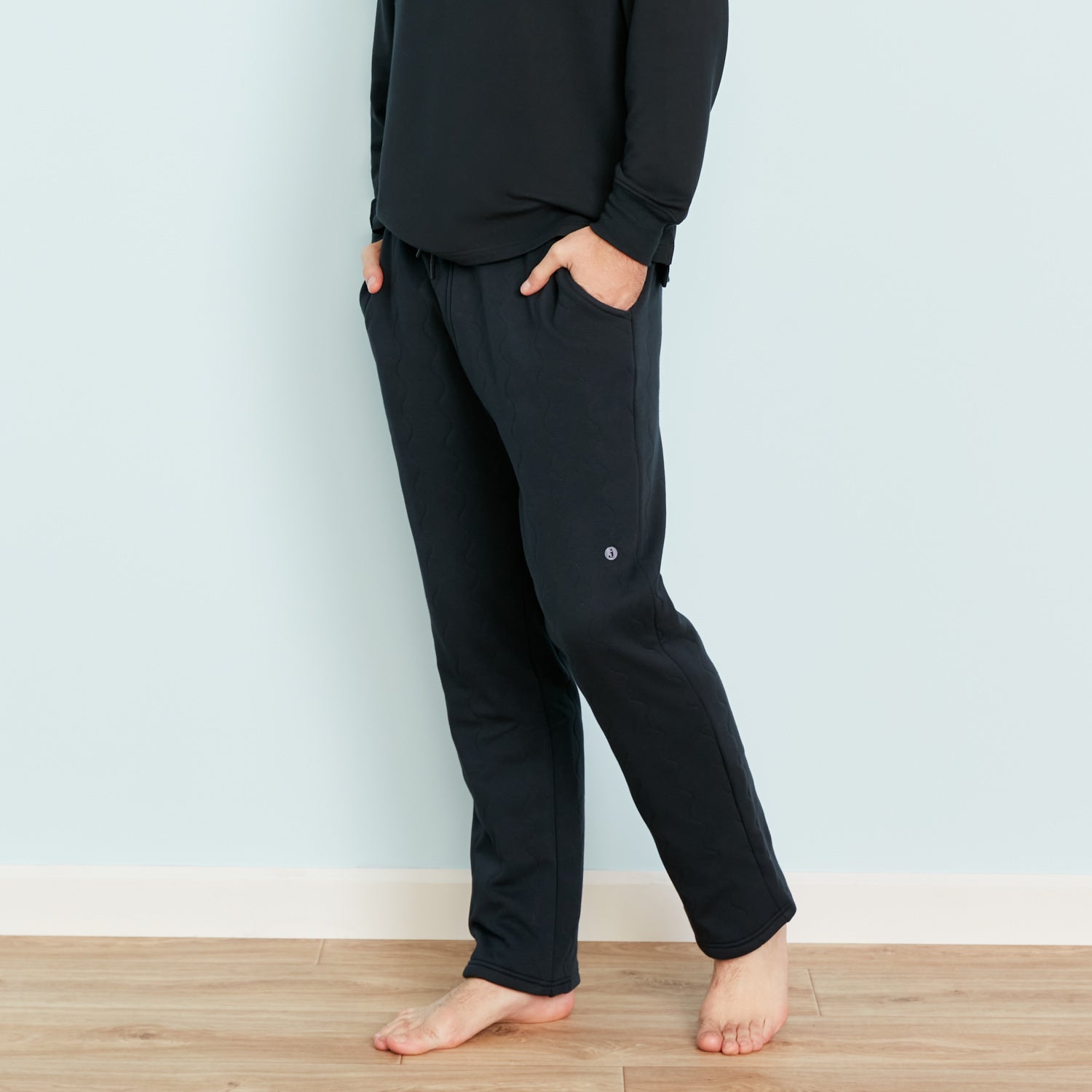 Insulated Double-Fleece Quilted Pants | Black