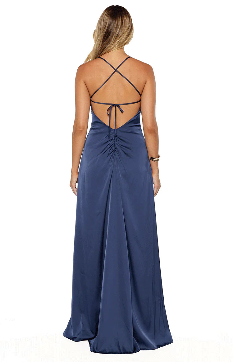 Blaise Satin Prom Dress | Navy