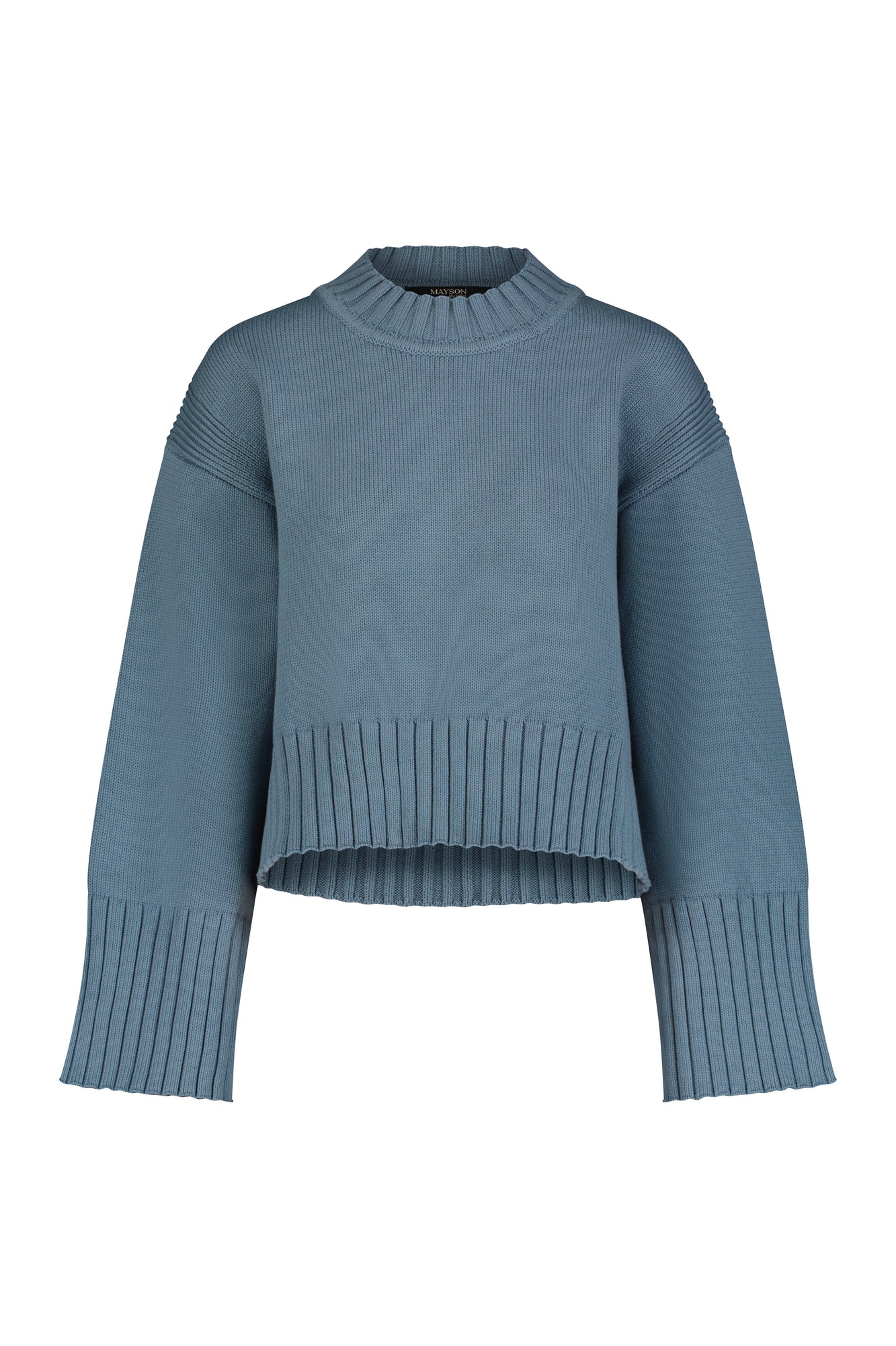 Denim Blue Boxy Crewneck Sweater