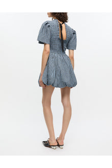 Blue Seersucker Check Mini Smock Dress | Soft Chambray