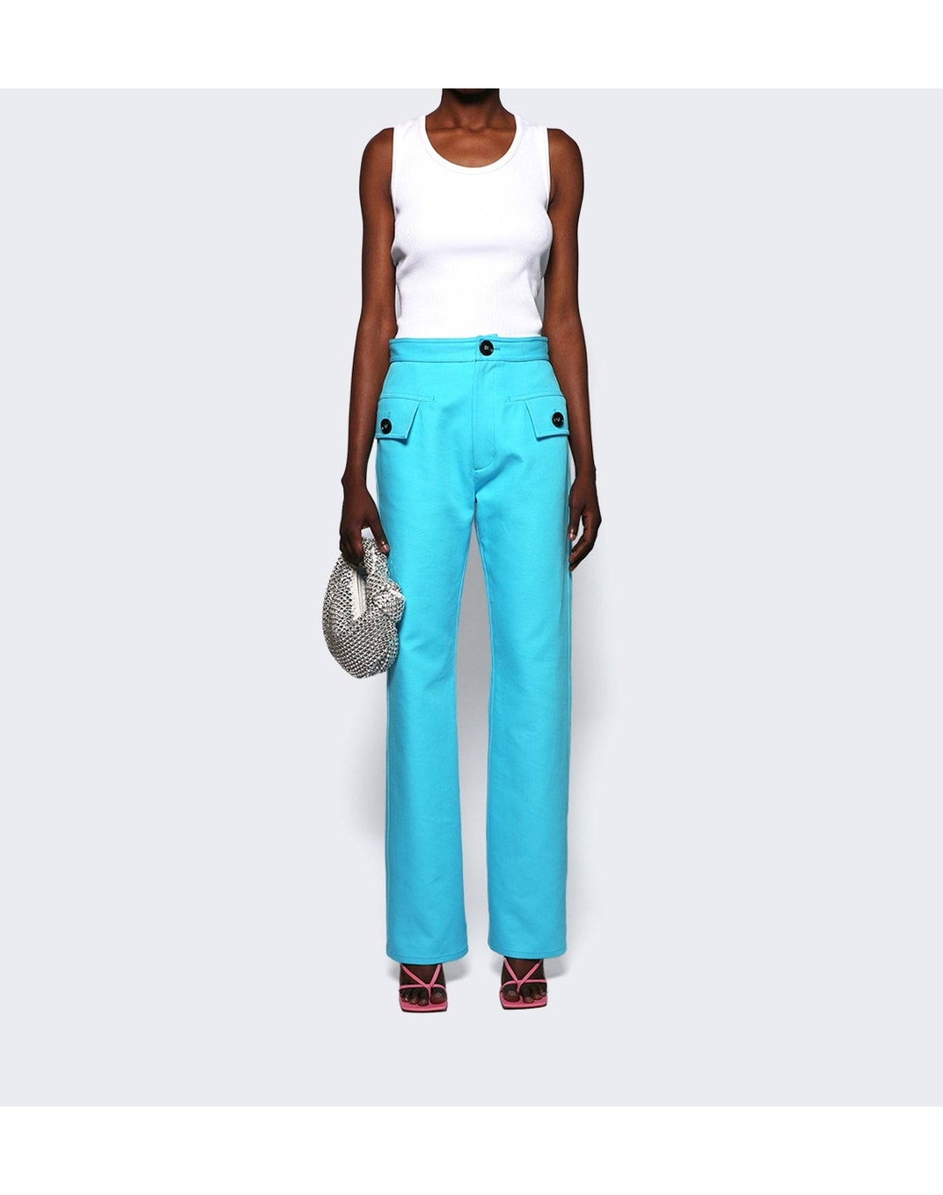 Bottega Veneta | Women | Dry Stretch Cotton Ribbed Tank Top | Chalk White