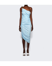 Bottega Veneta | Women | One Shoulder Midi Dress | Iceberg Blue