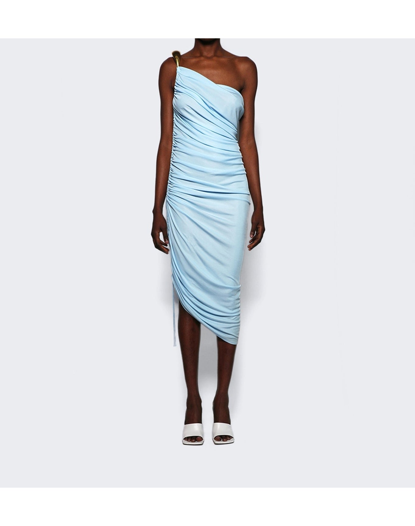 Bottega Veneta | Women | One Shoulder Midi Dress | Iceberg Blue