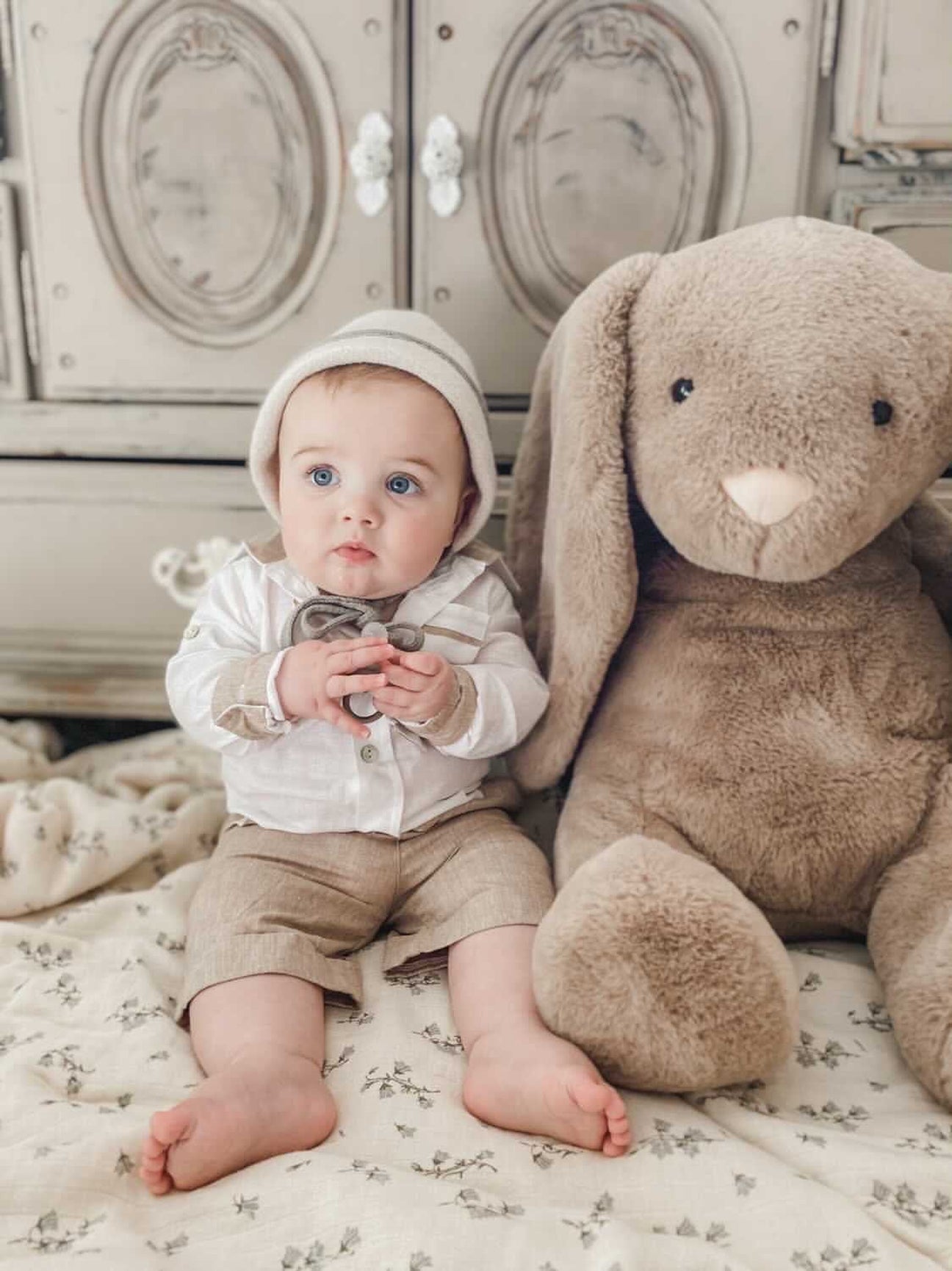 Boy | Ashton Linen Top and Shorts Set | White x Beige