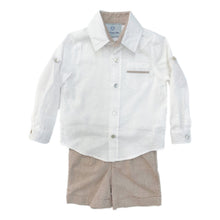 Boy | Ashton Linen Top and Shorts Set | White x Beige