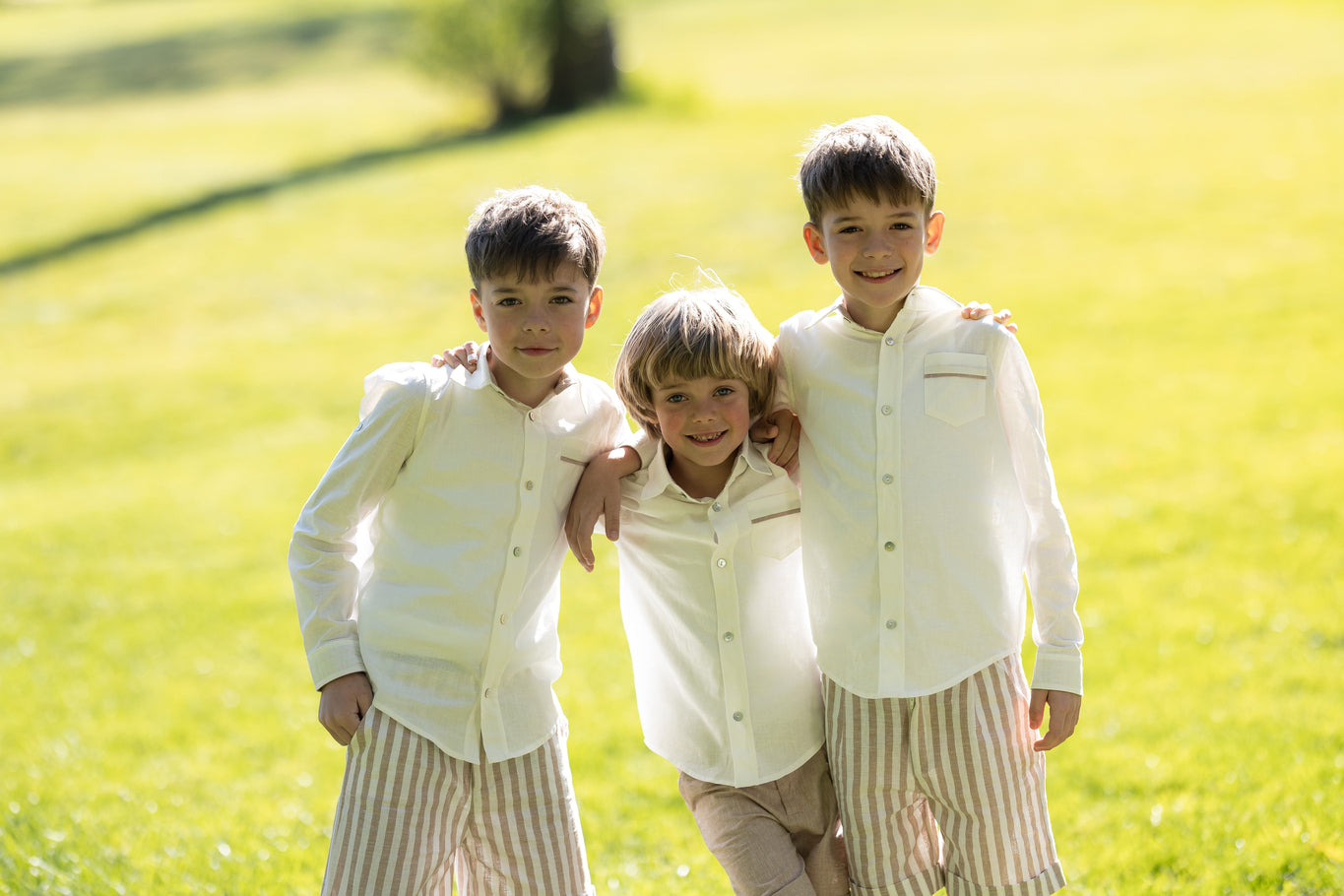 Boy | Ashton Linen Top and Shorts Set | White x Beige