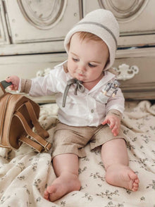 Boy | Ashton Linen Top and Shorts Set | White x Beige