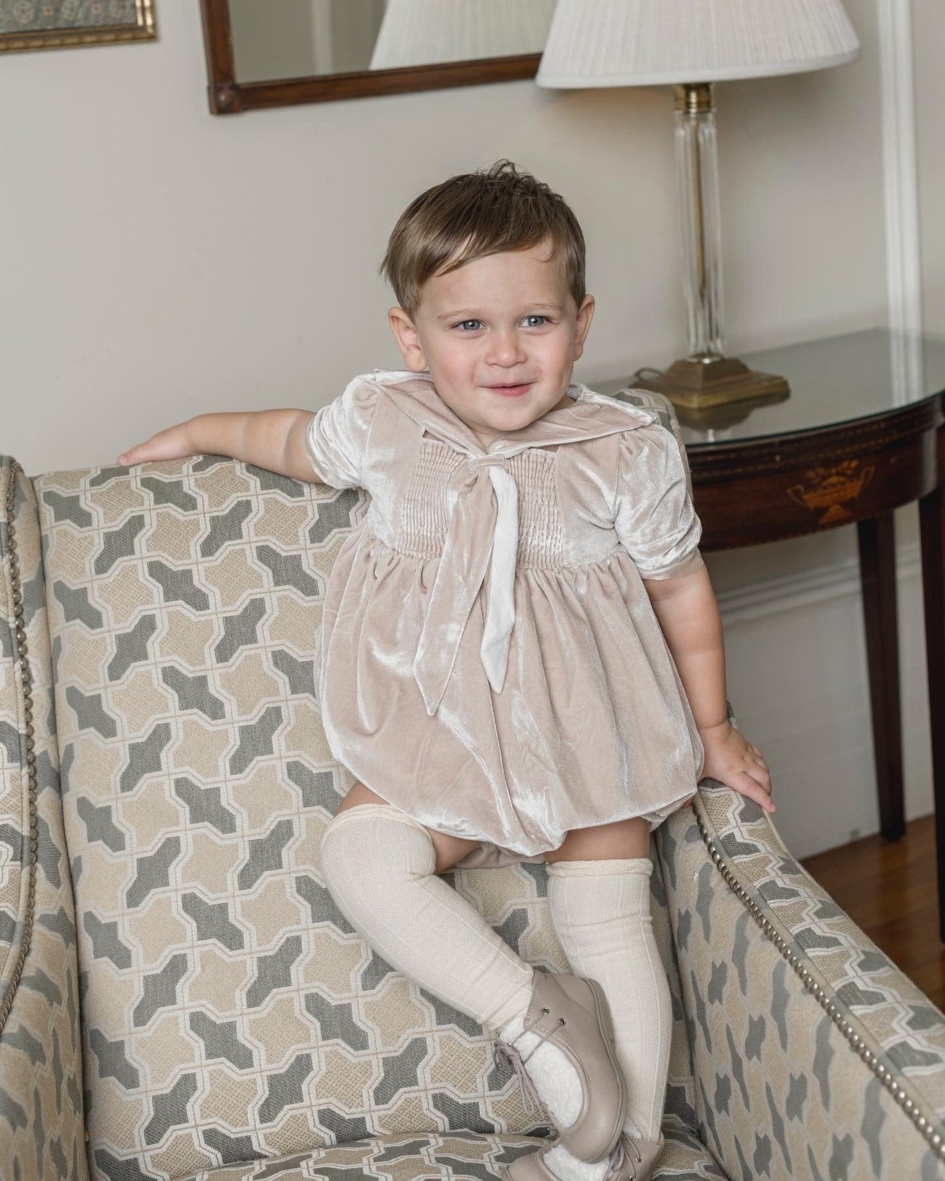 Boy | Helenus Velour Romper | Beige