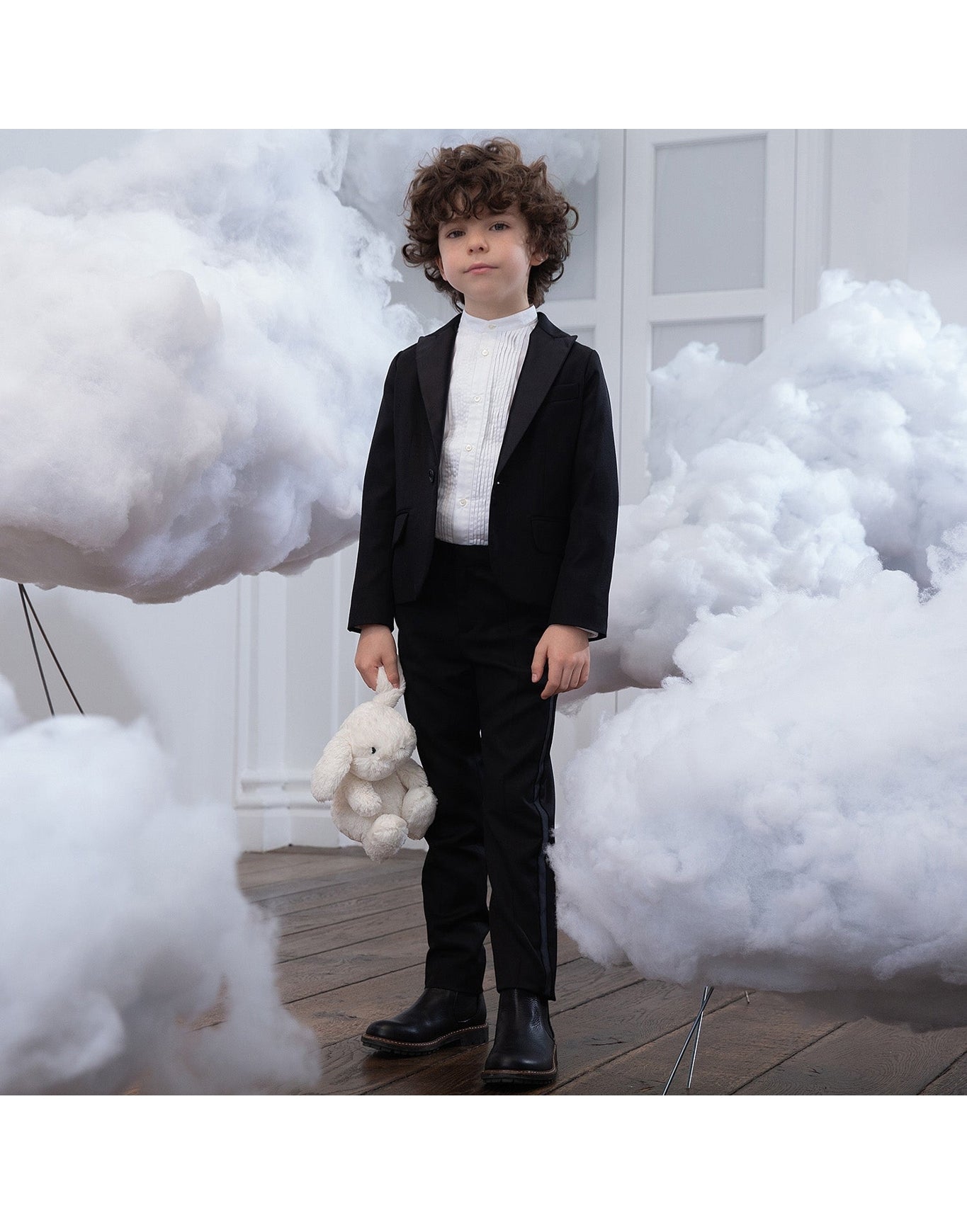 Boys | Tuxedo Pants With Satin Bands | 8Y-10Y | Black