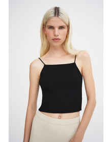 Breton Eco Stretch | Ribbed-Knit Cami Top | Black