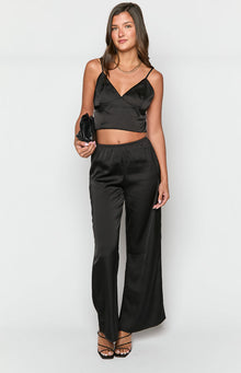 Bridget Satin Pants | Black