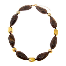 Brown Marbled Beaded Necklace with Gold - Adina's Jewels