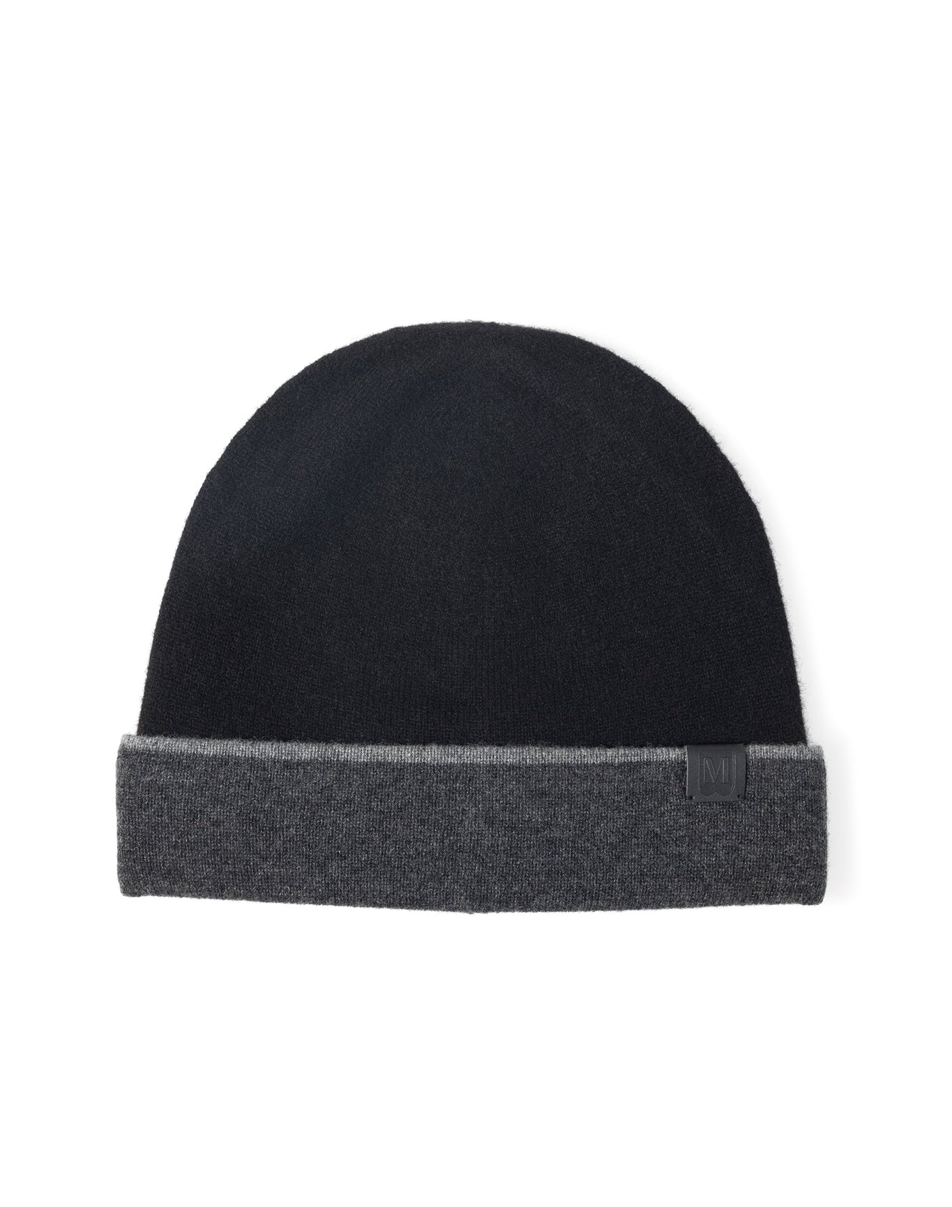 Bruno Magli | Men | Reversible Cashmere Double Layer Jersey Beanie | Black/Grey