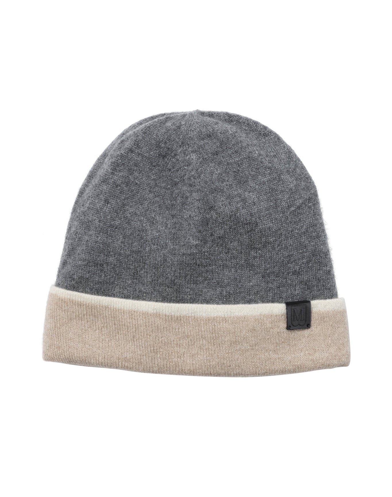 Bruno Magli | Men | Reversible Cashmere Double Layer Jersey Beanie | Grey/Camel