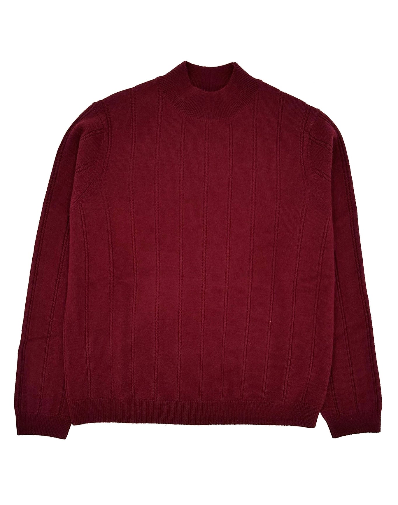 Bruno Magli | Women |Cashmere Blend L/S Wide Rib Mock Nk Sweater | Bordeaux